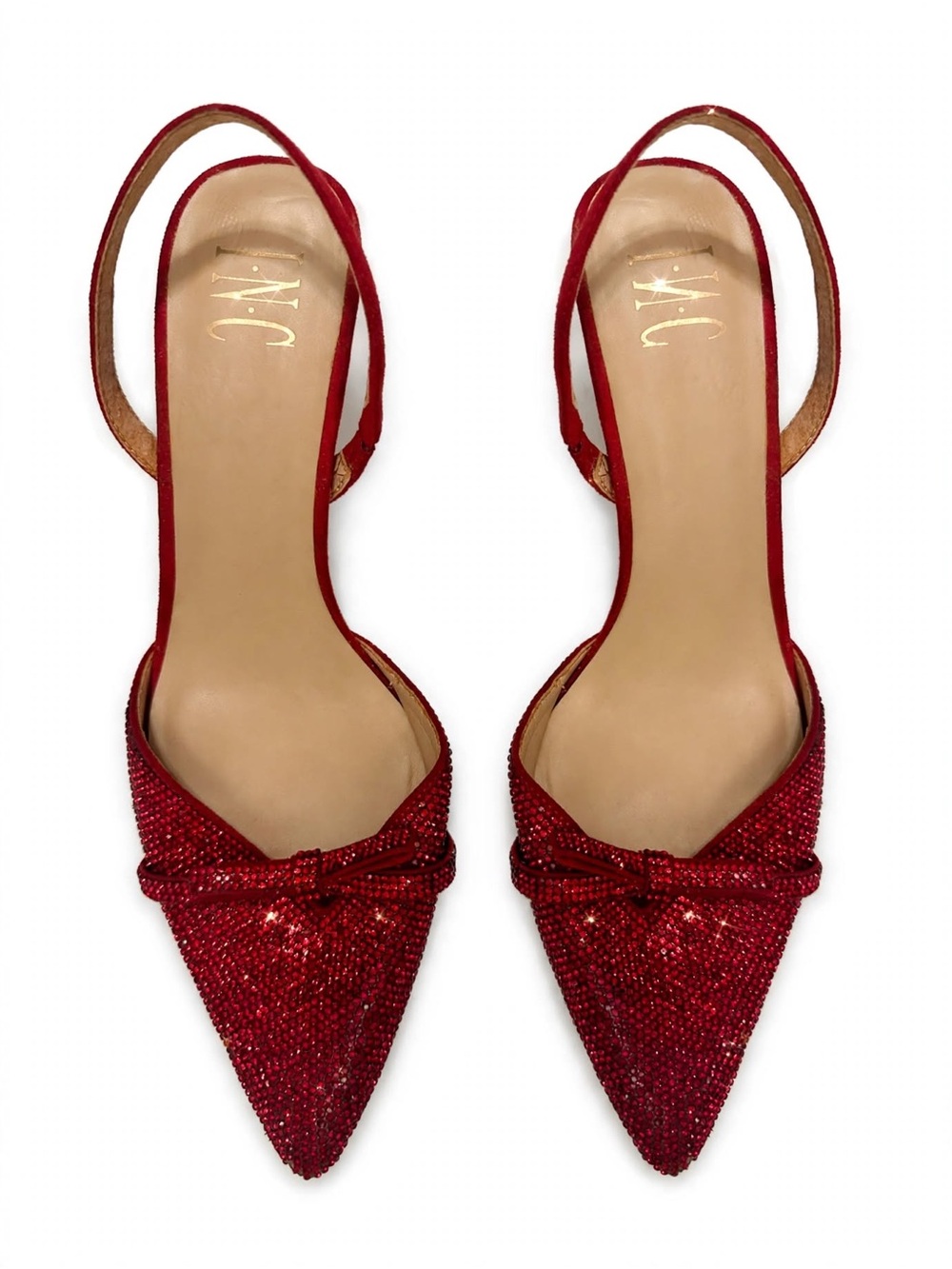 I.N.C.  Red Crystal Pointed Slingback Pumps